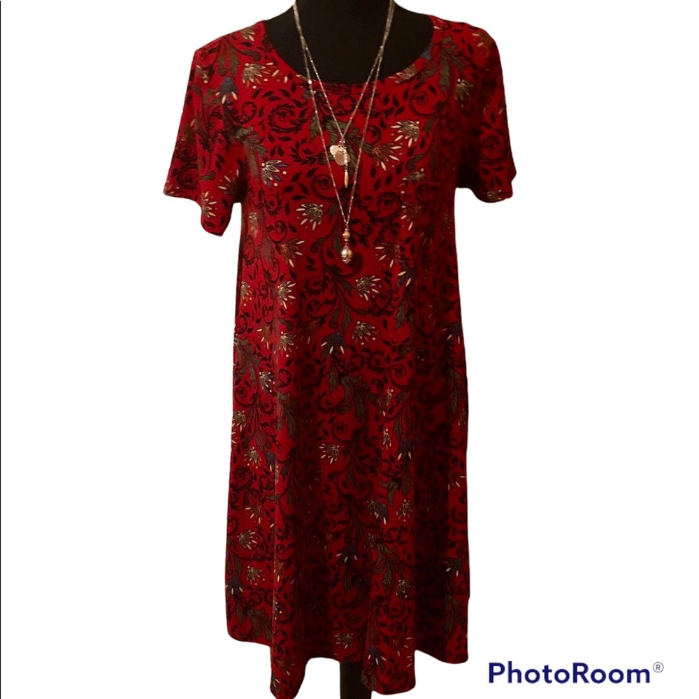Red high low paisley dress